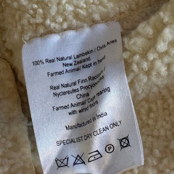 Nigel Preston & Knight White Suede Leather Sheepskin Hooded Fur Coat Shearling - Picture 9 of 9